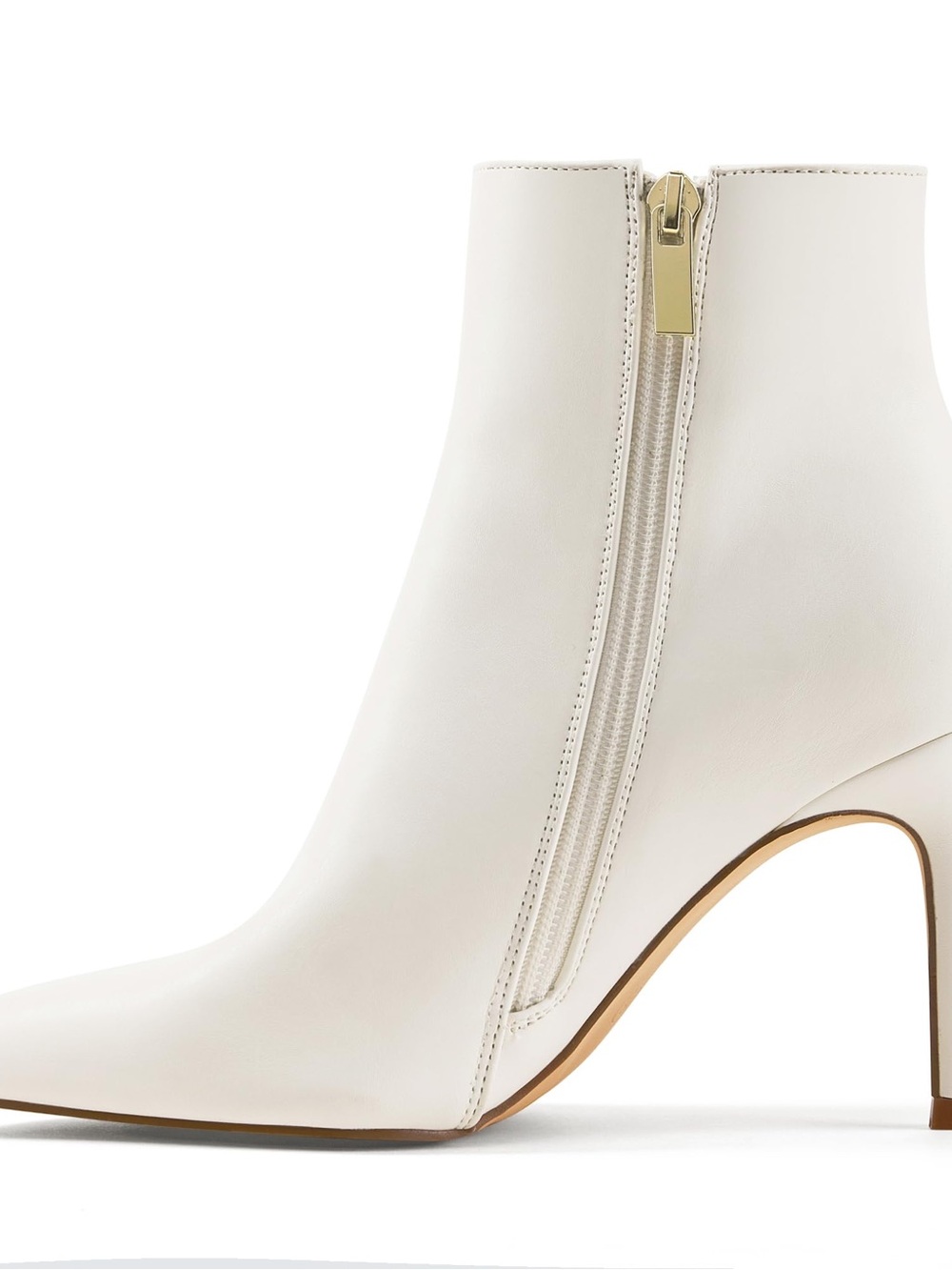 Women’s Ivory Pointed-Toe Ankle Boot with Side Zip